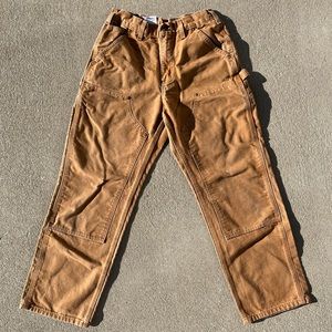 SOLD - CARHARTT ORIGINAL DUNGAREE FIT DOUBLE KNEE TAN WORK PANTS 28/30